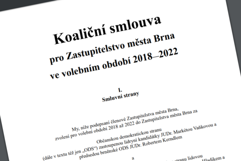 Koaliční smlouva vrací Brno o roky zpátky